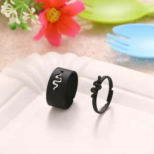 Vista 4 de TikTok - Anillo de serpiente con diseño de rompecabezas diseño de serpiente ajustable rosa promesa abierta anillos de compromiso para mujeres y niñas