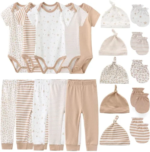 Vista 11 de Kiddiezoom Conjunto unisex de ropa esencial para bebé, juego de regalo, 19 piezas para bebé recién nacido azul (Blue1)
