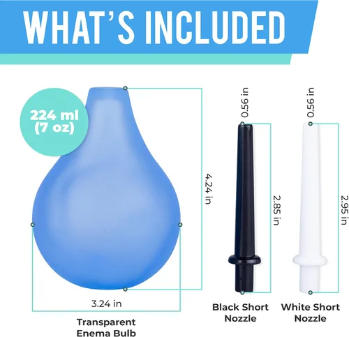 Vista 5 de Kit de bombillas de enema transparente, ducha anal para hombres y mujeres, 7 onzas con 2 boquillas reemplazables, ve fácilmente el nivel del agua
