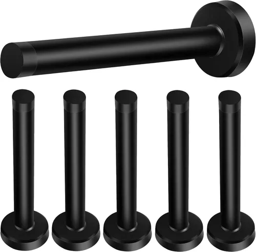Vista 10 de Topes de puerta, tope de puerta de 5 pulgadas de largo, montaje en pared, tope de puerta negro sólido de servicio pesado de acero inoxidable