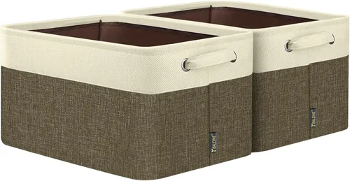 Vista 56 de BALEINE 1 paquete de contenedores de almacenamiento de tela para estantes, cestas de almacenamiento de lino para organizar, contenedores decorativos
