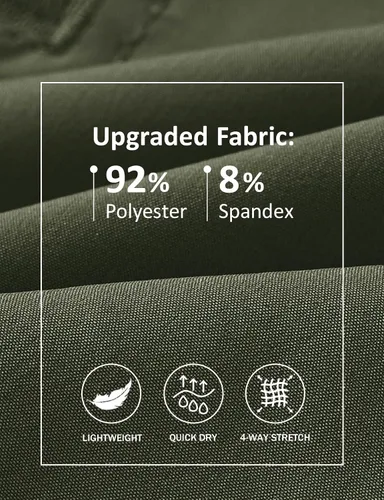 Vista 4 de TBMPOY Pantalones cortos de senderismo para hombre con 5 bolsillos con cremallera, 9 pulgadas, ligeros, para exteriores, trabajo, atletismo, viajes