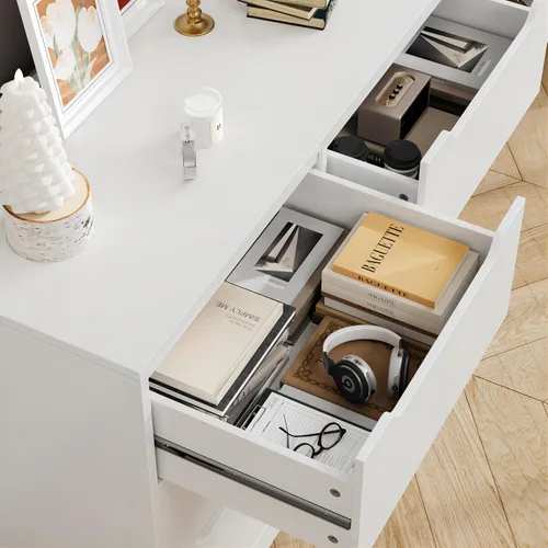 Vista 7 de Hostack - Cómoda moderna de 6 cajones para dormitorio, cómoda doble de madera con almacenamiento, organizador de almacenamiento de madera grande
