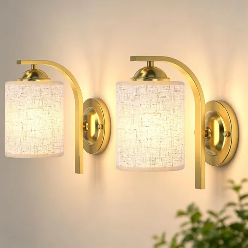 Vista 13 de Juego de 2 apliques de pared, lámparas de baño cableadas, iluminación de pared moderna para tocador de baño con pantalla de vidrio transparente