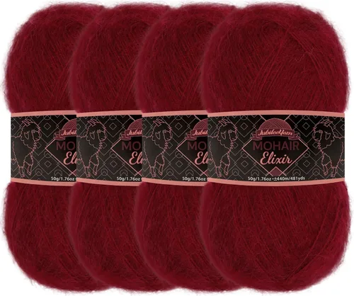 Vista 36 de JubileeYarn Mohair Elixir Yarn - 50g/Skein Baby Wool Blend - Cosmopolitan - 1 Skein