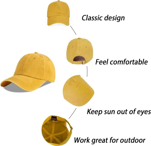Vista 7 de LANGZHEN Unisex Baseball Cap 100% Cotton Fits Men Women Washed Denim Adjustable Dad Hat
