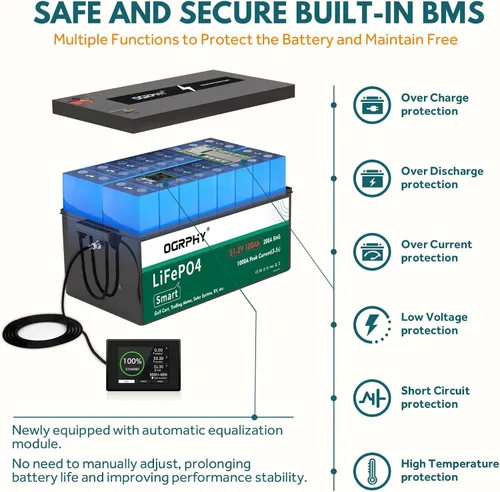 Vista 4 de Kit de conversión de batería de litio para carrito de golf de 48 V, con monitor táctil y cargador, 200 A BMS