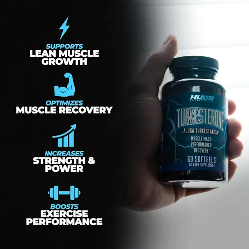 Vista 6 de Huge Supplements Pila de turkesterona y ecdysterona, construye músculo y fuerza, tecnología de absorción mejorada (60 porciones)