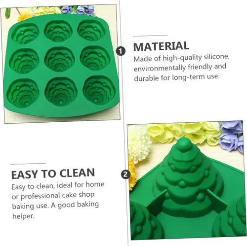 Vista 8 de Molde de cubo de hielo para pastel de árbol de Navidad, moldes de chocolate para hornear árbol de Navidad, molde de postre de silicona, moldes