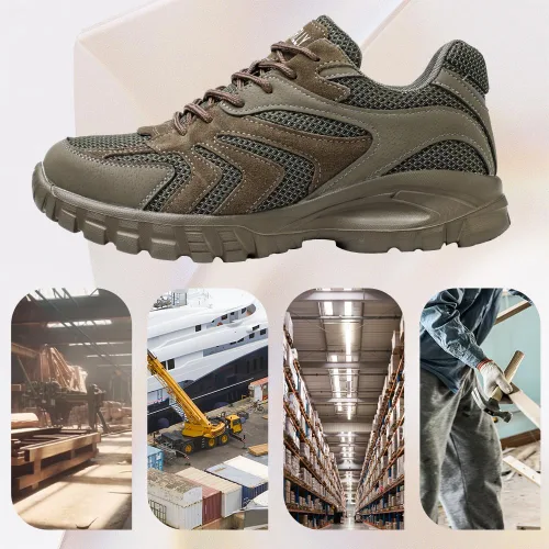 Vista 6 de Asiman Zapatos de punta de acero para hombres y mujeres, zapatos de trabajo indestructibles con puntera de acero, zapatos de seguridad ligeros