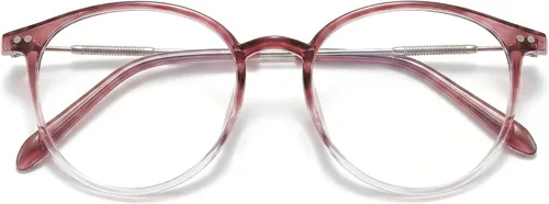 Vista 11 de Shiratori Retro Round Blue Light Blocking Glasses for Women Men, Lightweight Metal Temple Eyeglasses