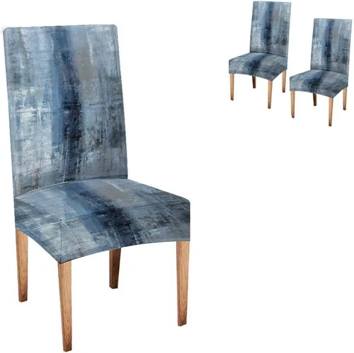 Vista 135 de TOMWISH Juego de 2 fundas para sillas de comedor, color turquesa y gris, fundas elásticas para sillas Parsons, de elastano, lavables, protectores
