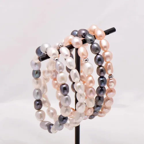 Vista 5 de Joseph Brothers Pulsera de perlas de agua dulce cultivadas blancas para mujer, 7 pulgadas