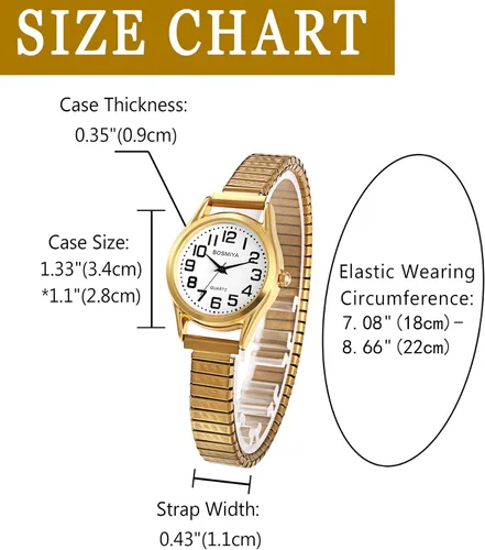 Vista 6 de JewelryWe Reloj elástico para mujer, fácil lectura, analógico, de cuarzo, banda elástica para el día de San Valentín