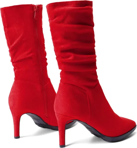 Vista 3 de DREAM PAIRS Botas de media pantorrilla para mujer, tacones altos, puntera puntiaguda, con cremallera, botas elegantes a la moda