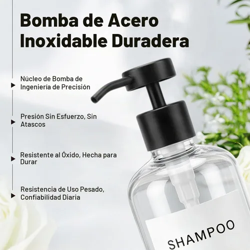 Vista 6 de Prus Waso Set dispensador de champú y acondicionador, transparente y negro