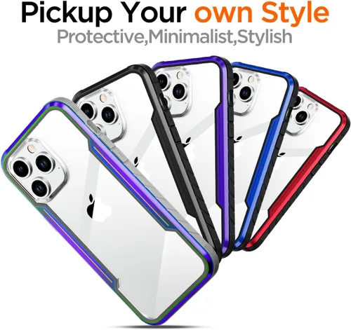 Vista 7 de AICase Funda para iPhone 15 Pro de titanio a prueba de golpes, transparente, de grado militar, probada en caídas de 20 pies, marco de aluminio
