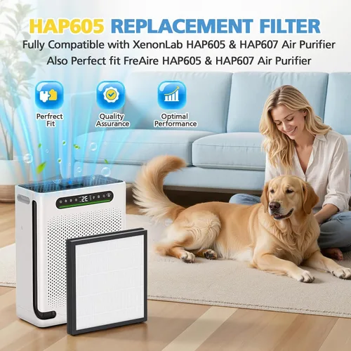 Vista 2 de HAP605 - Paquete de 2 filtros de repuesto para purificador de aire para FreAire HAP605 HAP607 y XenonLab HAP607 HAP605, filtros de carbón activado
