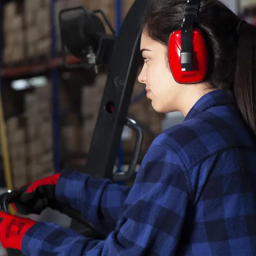 Vista 6 de JORESTECH Orejeras de seguridad para oído rojo y supresión de sonido de oído, diadema ajustable, protección ligera para construcción, dormir