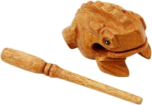 Vista 3 de Instrumentos de percusión Instrumentos musicales de madera natural de rana de madera.