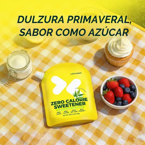 Vista 5 de Lesweet Edulcorante cero calorías, edulcorante de eritritol, sustituto de azúcar granulado, con extracto de stevia, apto para dieta cetogénica, sin