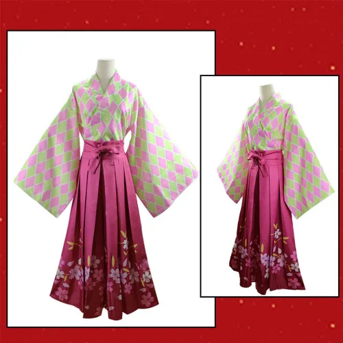 Vista 2 de Disfraz largo de kimono japonés de anime Kanroji Mitsuri y Giyuu para cosplay