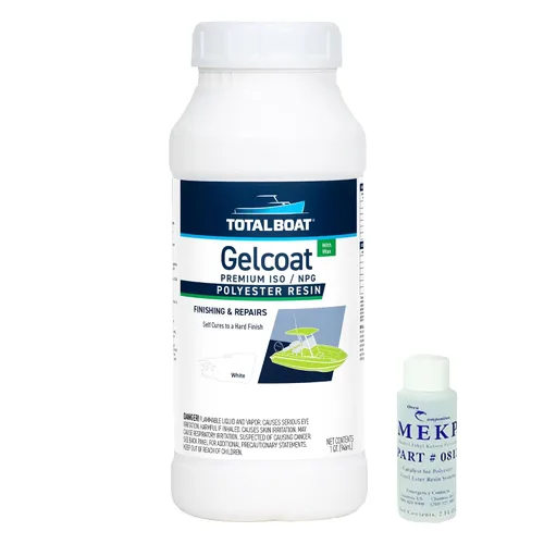 Vista 12 de TotalBoat Gelcoat marino para construcción de barcos, reparación y recubrimientos compuestos (blanco, galón con cera)