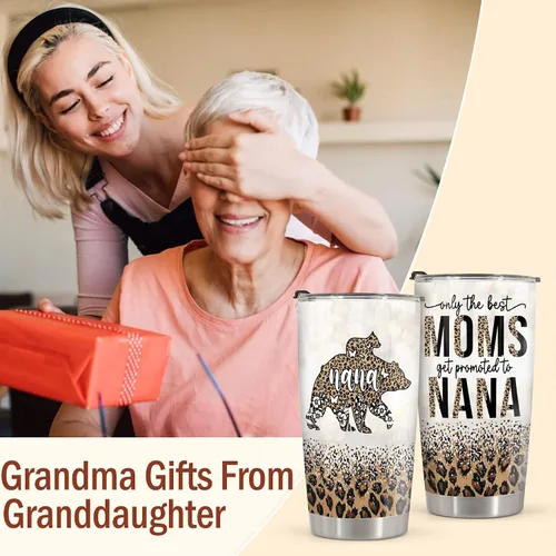 Vista 4 de Vaso de 20 onzas con tapa para abuela, regalo para el día de la madre, para abuela, abuelita, oso solo las mejores mamás se promted to nana