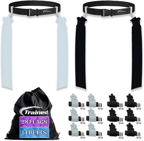 Vista 11 de Trained Cinturones de fútbol con bandera de hombre, juego de fútbol con bandera ajustable para equipos deportivos, entrenamiento y competencia