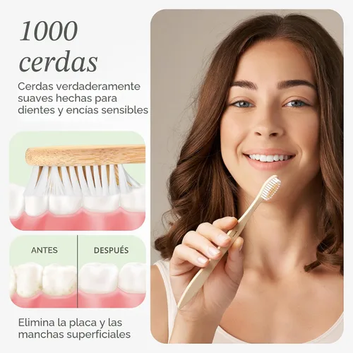 Vista 3 de VIVAGO Paquete de 10 cepillos de dientes de bambú, sin BPA, cerdas suaves, ecológicos, cepillo de dientes de madera natural Cepillo de dientes
