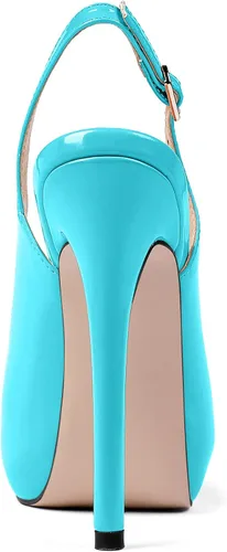 Vista 5 de AUMOTED Zapatos de tacón de aguja para mujer, tacón alto, plataforma de patente, tacón de aguja sólido, punta abierta, zapatos de vestir para citas