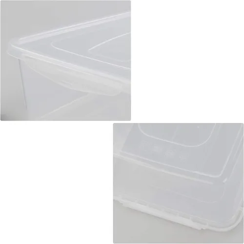 Vista 5 de Contenedores de almacenamiento de plástico de 14 cuartos de galón con tapa, caja de cierre transparente, juego de 4