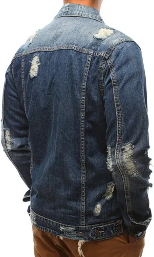 Vista 2 de chouyatou Chaqueta de mezclilla casual con botones en la parte delantera para hombre