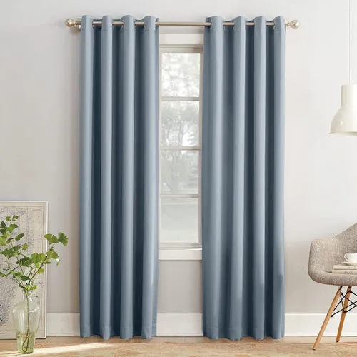 Vista 23 de Sun Zero Barrow - Juego de 2 paneles de cortinas con ojales, ahorro de energía, gris acero, 54 pulgadas de ancho x 63 pulgadas de largo (2 paneles)