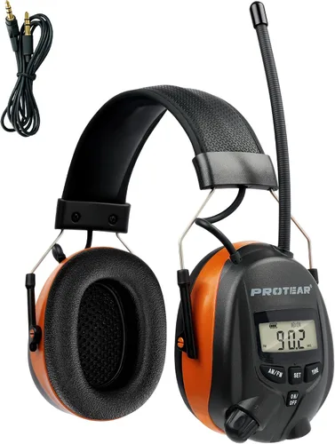 Vista 10 de Digital AM/FM Radio Hearing Protection Earmuffs, 25 dB NRR Radio Am Fm + Negro