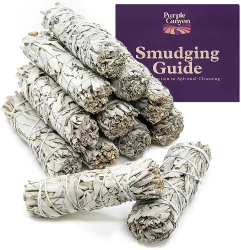 Vista 11 de Paquete de salvia blanca - 1 paquete - Palo de manchas de salvia para limpieza del hogar, incienso curativo, meditación y rituales de palitos