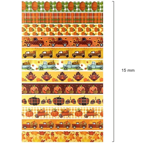 Vista 2 de allydrew Cinta decorativa Washi para álbumes de recortes, papelería, diario, fabricación de tarjetas (12 rollos), diversión de calabaza