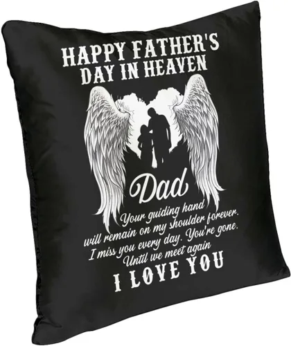 Vista 5 de NEzih Happy Fathers Day in Heaven Dad Square Throw Pillows Covers Bed Couch Square Throw Pillow Cases Farmhouse Home Decor Sofa Bedroom 18"x18