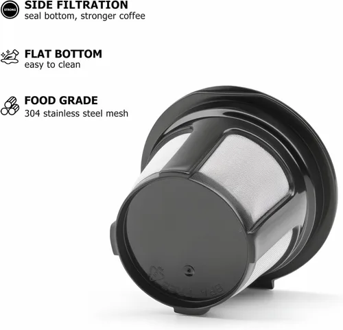 Vista 4 de Paquete de 4 tazas K reutilizables para cafeteras Keurig 2.0 y 1.0, cápsulas de café recargables universales compatibles con Keurig K-Mini, Duo