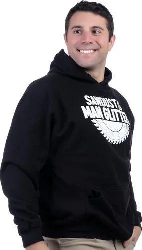Vista 2 de Ann Arbor T-shirt Co. Sawdust is Man Glitter Funny Woodworking Wood Working Saw Dust Humor Hooded Sweatshirt Hoody