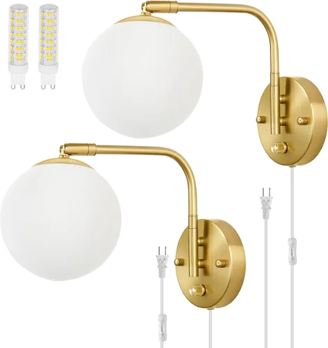 Vista 14 de VATONI Aplique de Pared Regulable Enchufable con Brazo Articulado, Luces de Pared con Cable de Enchufe y Interruptor de Perilla Regulador