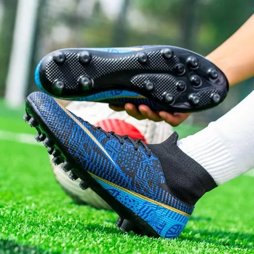 Vista 6 de Tacos de fútbol baratos para niñoshombresmujeres de alta calidad FGTF de entrenamiento profesional botas de fútbol zapatillas de césped