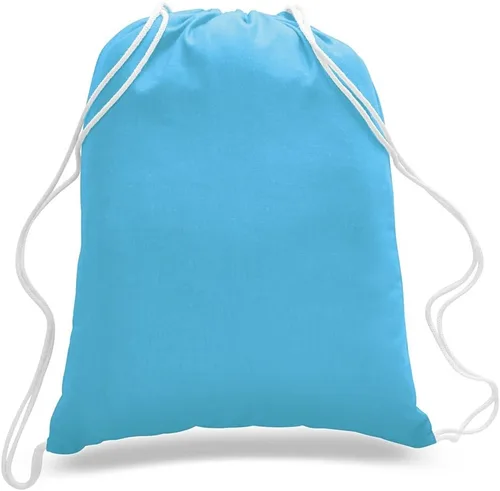Vista 9 de ToteBagFactory Paquete de 6 mochilas de lona de algodón con cordón: blanco, liso, tela reutilizable, 14 pulgadas de ancho x 18 pulgadas de alto