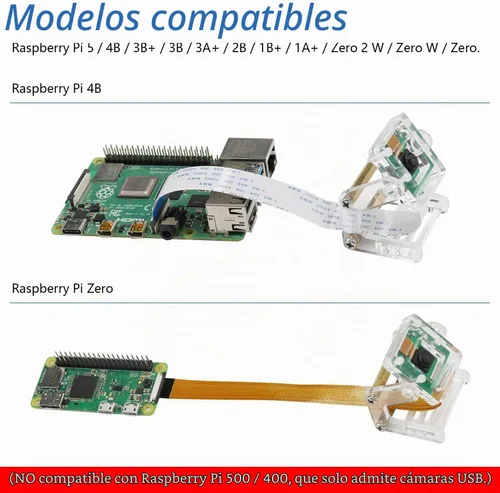 Vista 3 de FREENOVE Cámara de 5MP para Raspberry Pi 5 4 B 3 B+ A+ Zero 2 W con soporte ajustable y cable de cinta, ángulo de visión de 62°, salida 1080P 720P