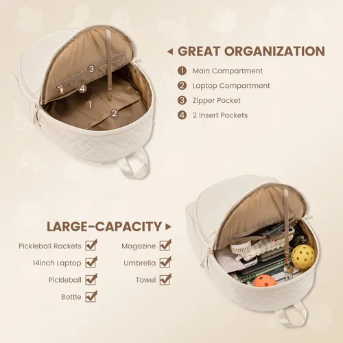 Vista 4 de Sucipi Bolsas de tenis para mujeres, Mochila bolsa acolchada para raqueta de tenis para raqueta de tenis, palas de pickleball, bádminton