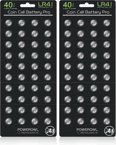 Vista 7 de POWEROWL Baterías LR41 de alta capacidad, paquete de 40 unidades, AG3 L736 392 384 192 pilas alcalinas premium de 1.5 V con botón