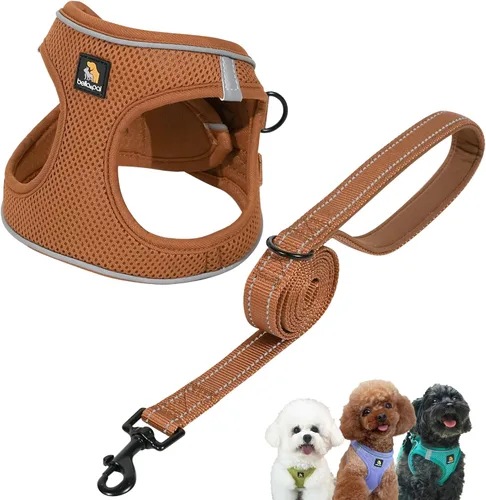 Vista 20 de BELLA & PAL Arnés de chaleco con entrada por pasos para perros pequeños y medianos, arnés para perros pequeños sin tirones con juego de correa