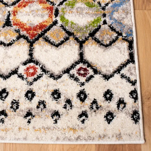 Vista 6 de SAFAVIEH Colección Amsterdam Alfombra de Área - 6'7" Cuadrada, Marfil y Multicolor, Diseño Bohemio Marroquí, No Desprende Pelusa y de Fácil Cuidado