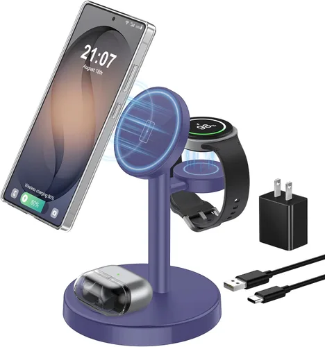 Vista 17 de Aeinidi Cargador inalámbrico magnético fuerte súper rápido para Samsung Negro