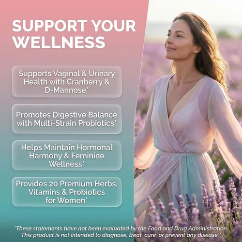 Vista 10 de Clean Nutraceuticals Probióticos para mujeres con D manosa, extracto de arándano, ñame silvestre, chasteberry – 20 cepas probióticas y prebióticas